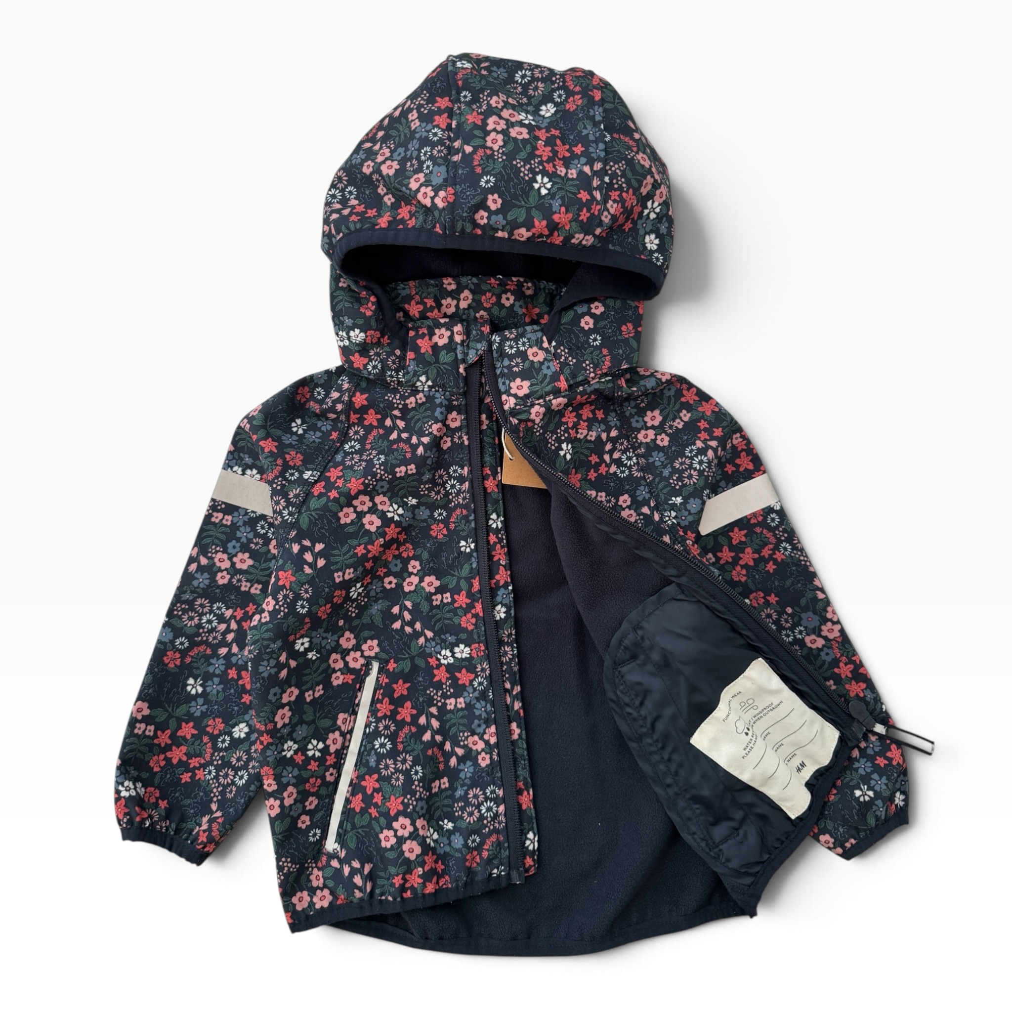 Tmavěmodrá softshellová bunda s květy H&M