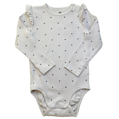 Šedé žebrované body se srdíčky a volánky H&M