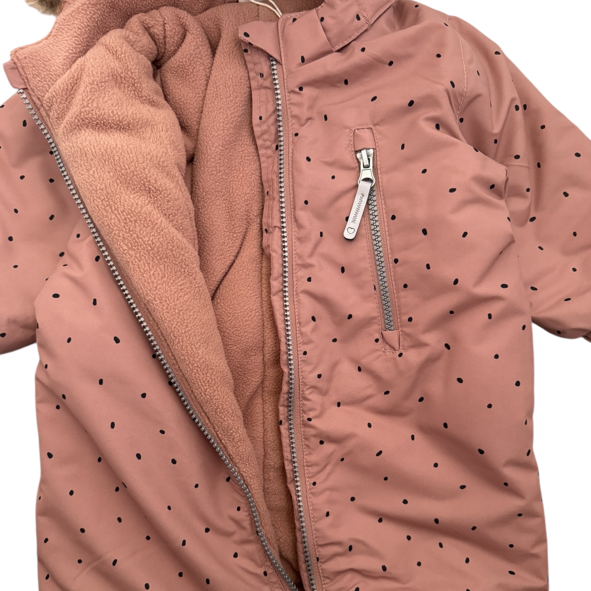 Růžová zimní kombinéza s puntíky H&M