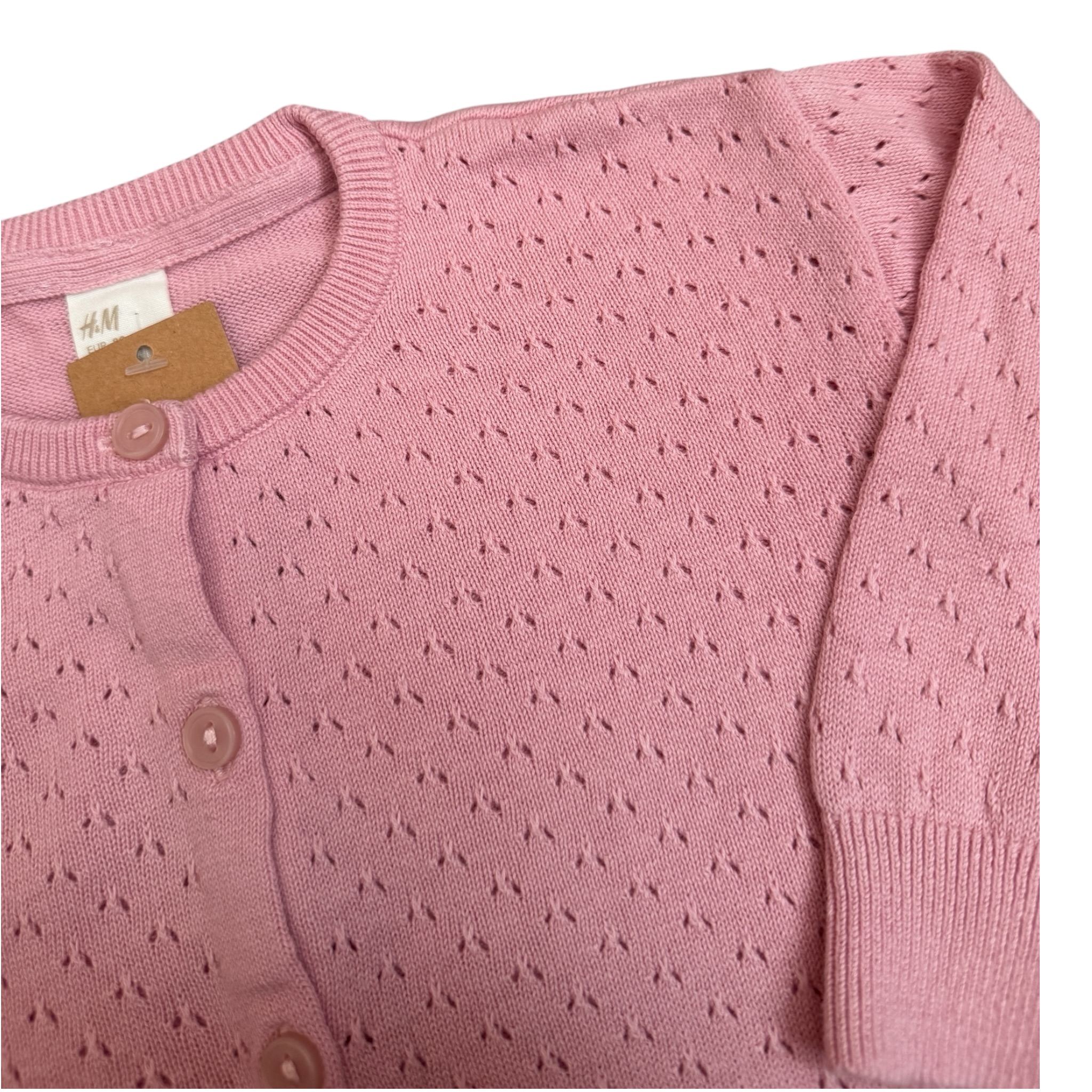 Růžový perforovaný svetr H&M