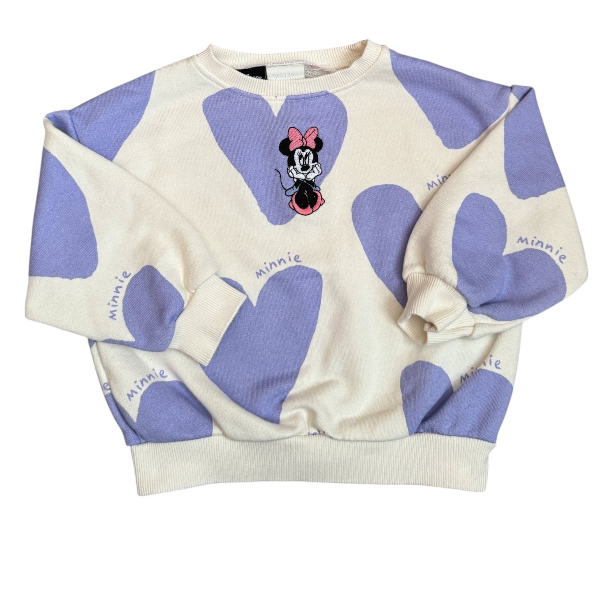 Smetanová mikina se srdíčky a Minnie ZARA
