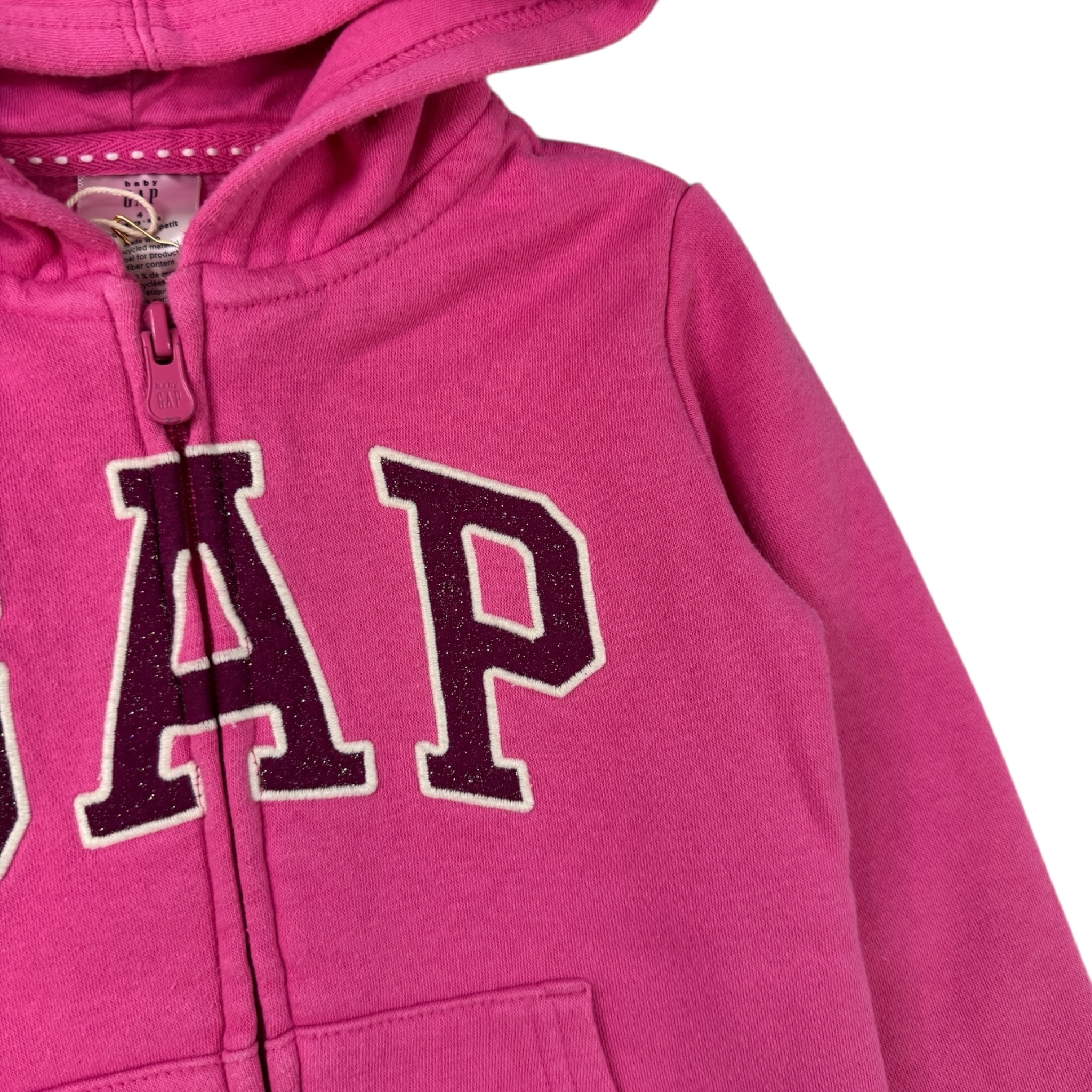 Růžová mikina na zip s kapucí GAP