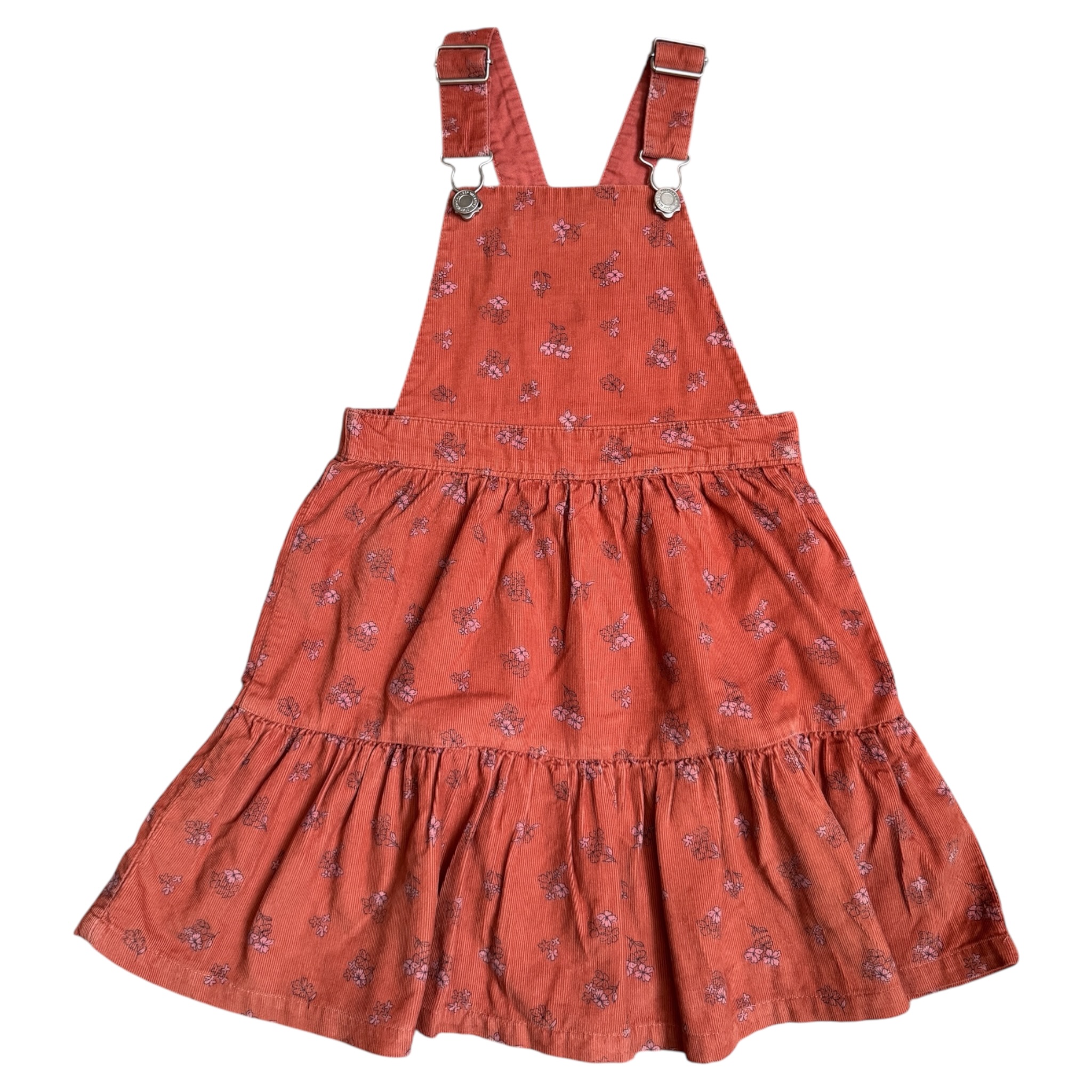 Růžovohnědé manšestrové šaty na lacl s květy H&M