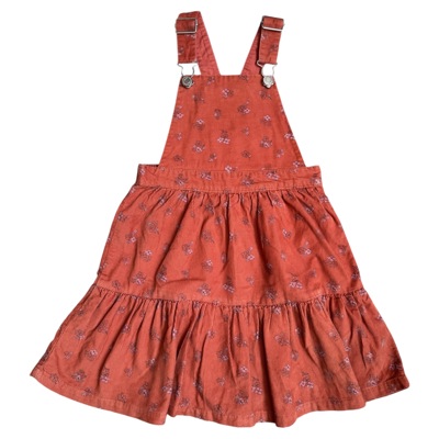 Růžovohnědé manšestrové šaty na lacl s květy H&M