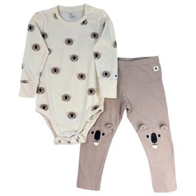 Set krémové body koaly a béžové legíny Lindex