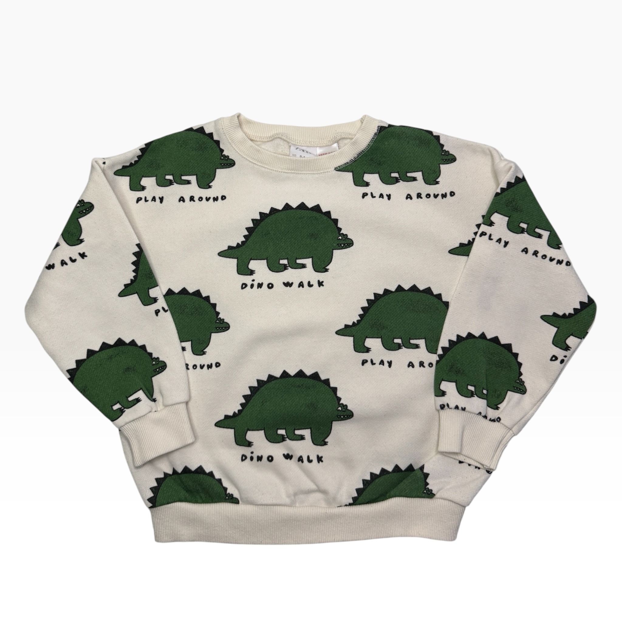 Smetanová oversize mikina s dinosaury ZARA