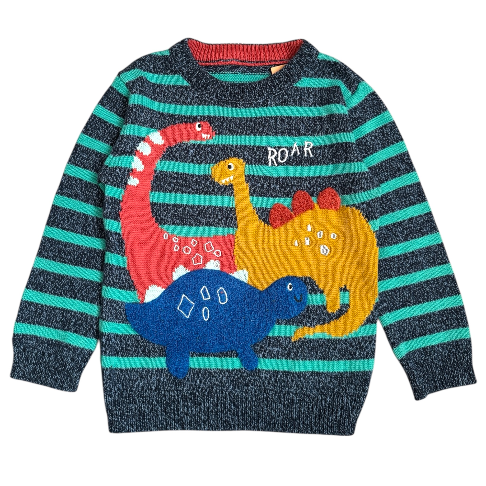 Pruhovaný svetr s dinosaury Nutmeg