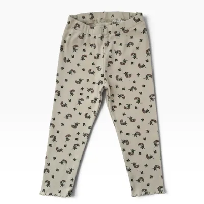 Smetanové žebrované legíny s motivem květin H&M ADORABLES