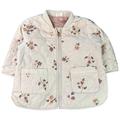 Smetanový prošívaný bomber s květy H&M