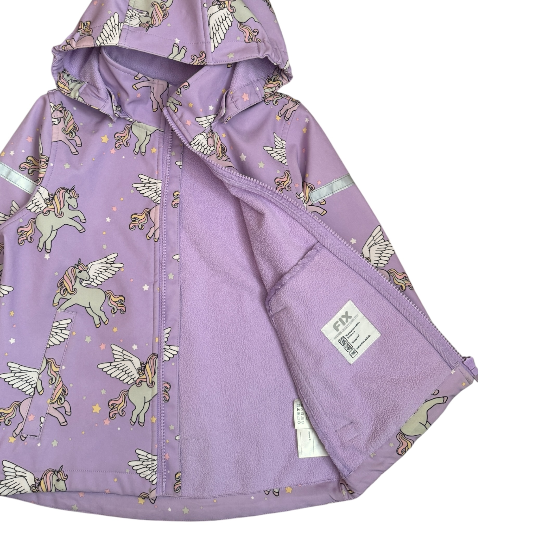 Lila softshellová bunda s jednorožci Lindex