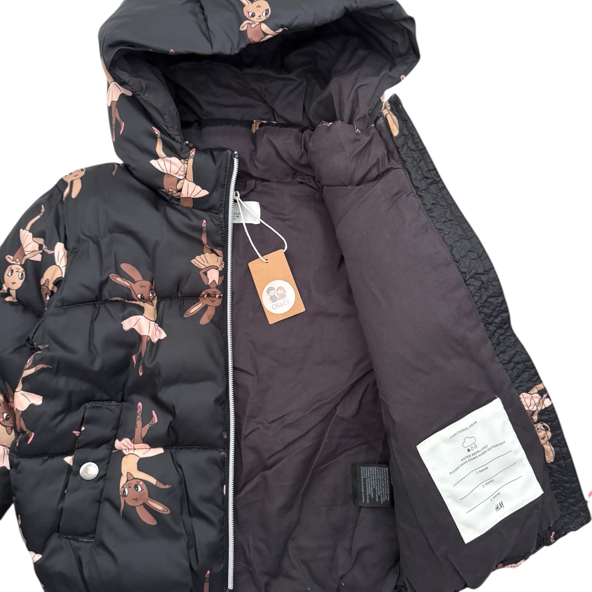 Černá zimní bunda s motivem baletek H&M