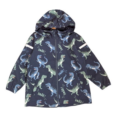 Tmavěmodrá softshellová bunda s dinosaury Lindex