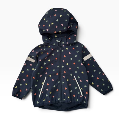 Tmavěmodrá softshellová bunda se vzorem srdíček H&M