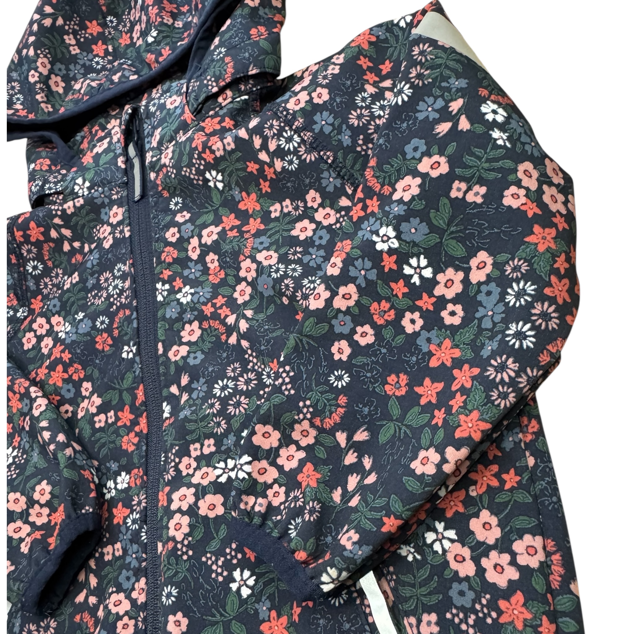 Tmavěmodrá softshellová bunda s květy H&M