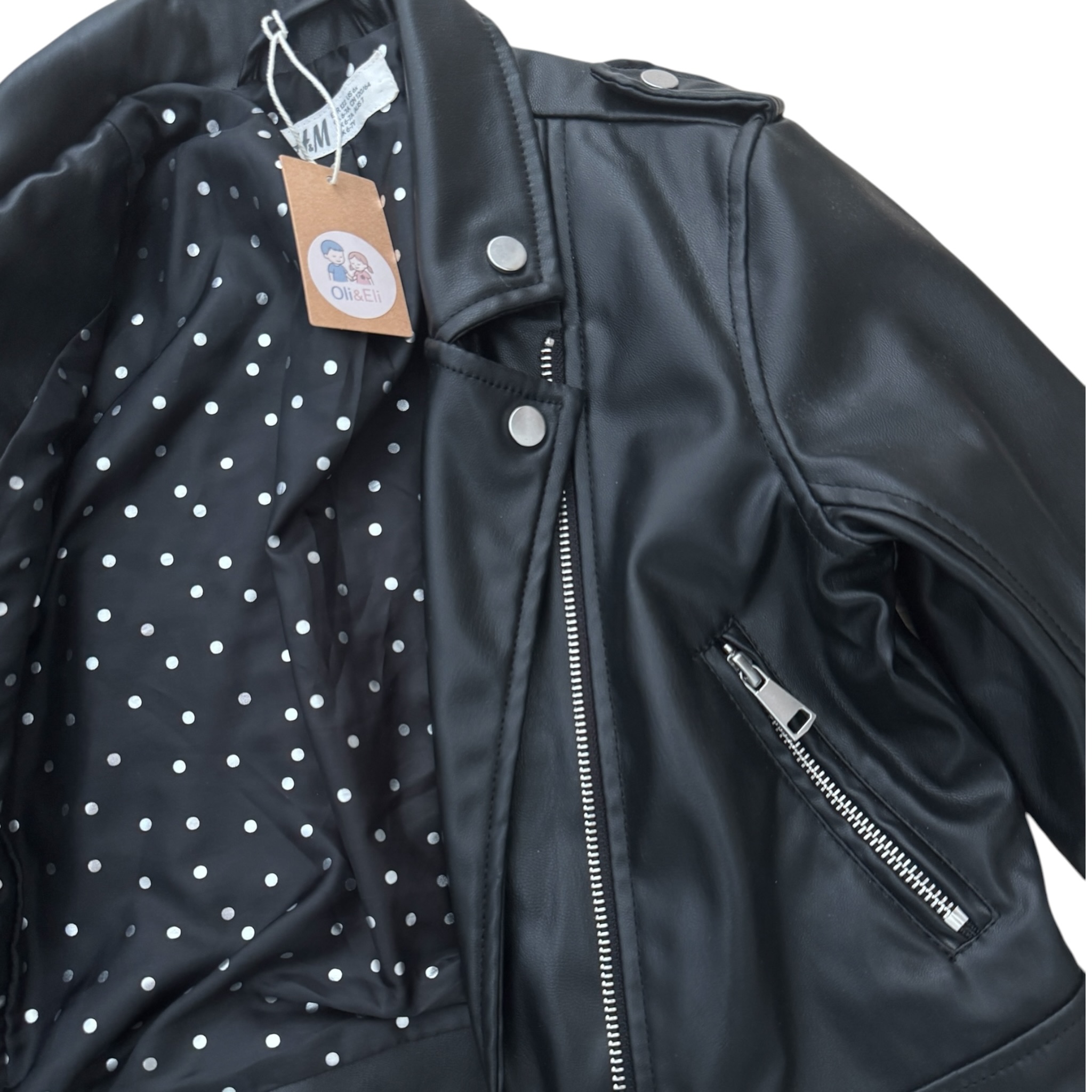 Černý koženkový křivák H&M