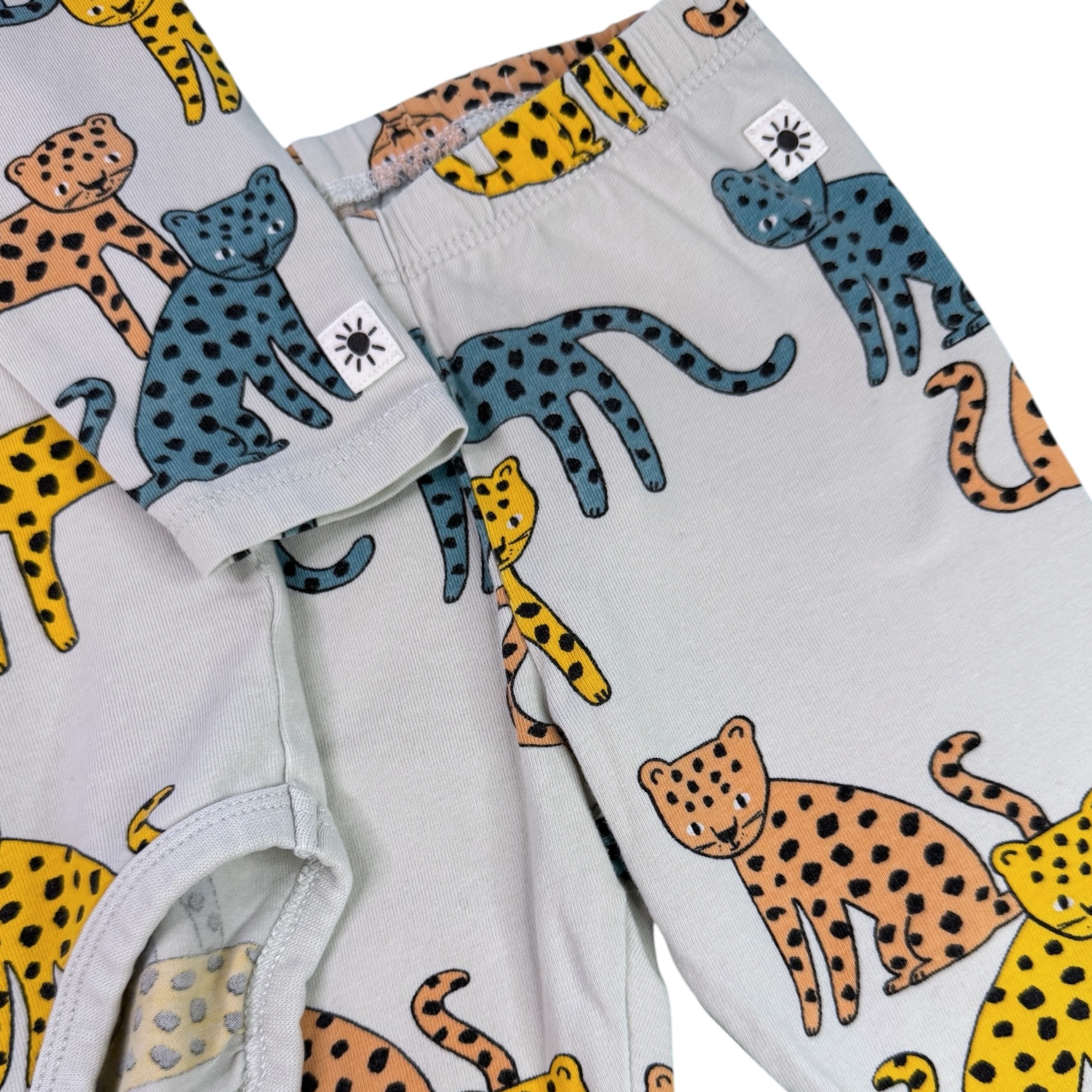 Modrý set body a legín s barevnými leopardy Lindex