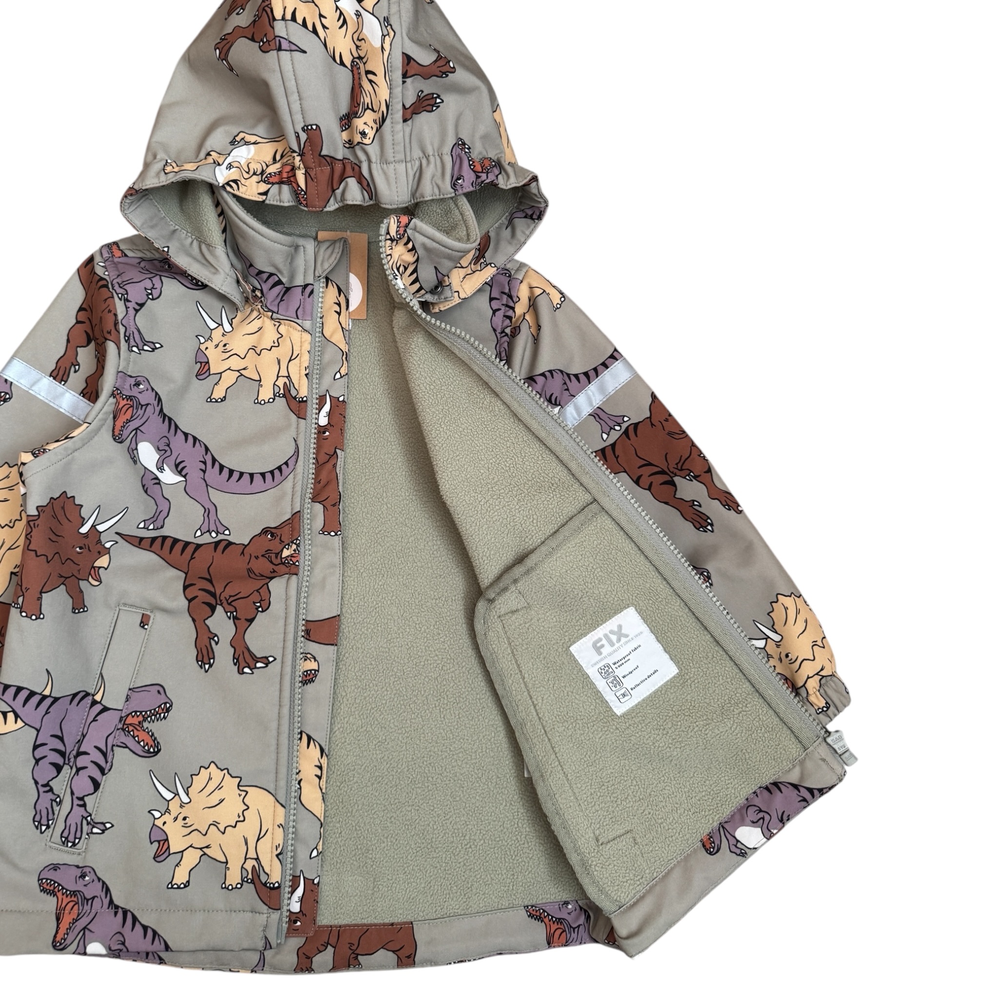 Zelená softshellová bunda s dinosaury Lindex