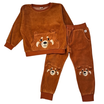 Velurový oranžový set s červenou pandou Lindex