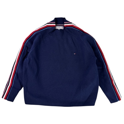Tmavěmodrý svetr s pruhy na rukávech Tommy Hilfiger
