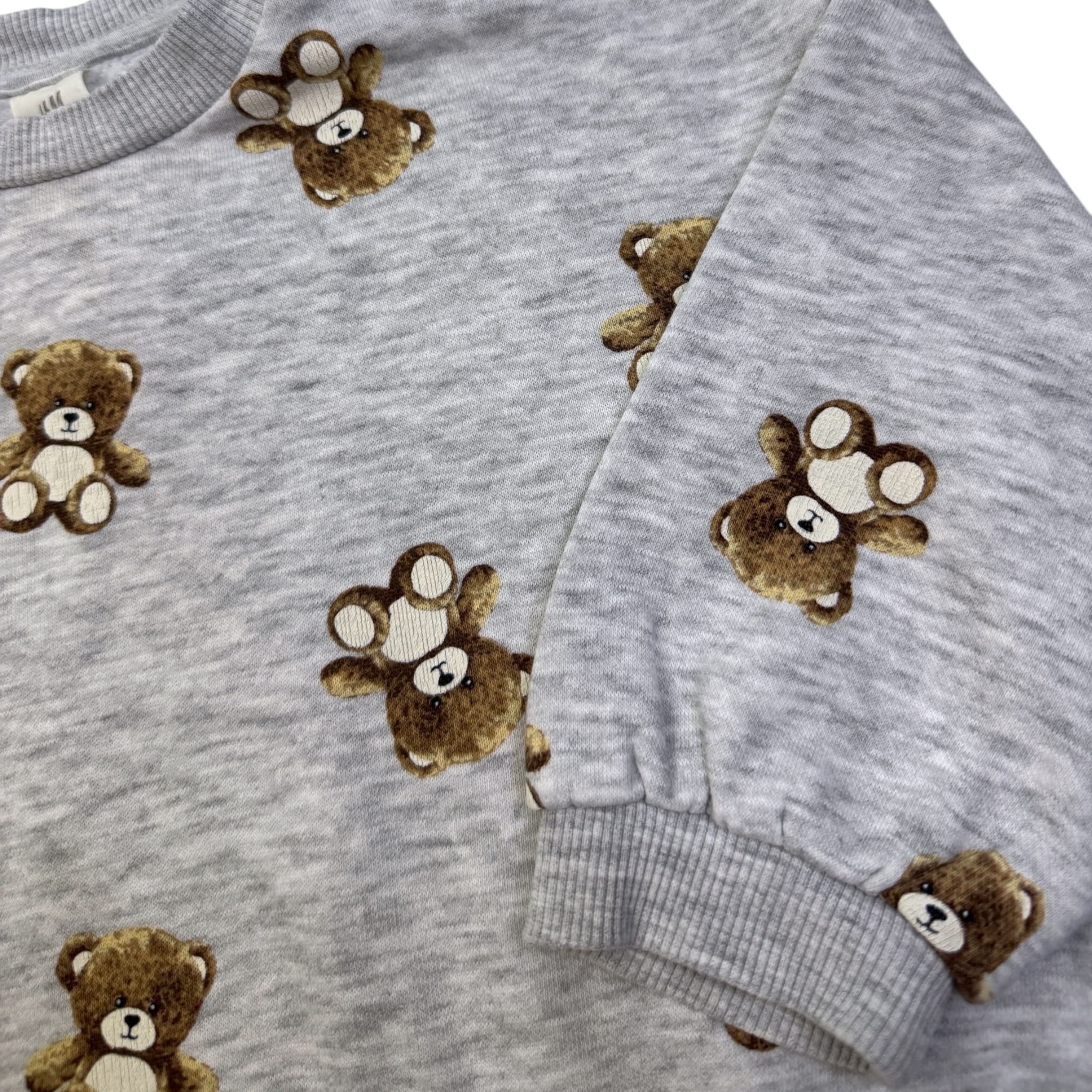 Šedá melírovaná mikina s medvědy H&M