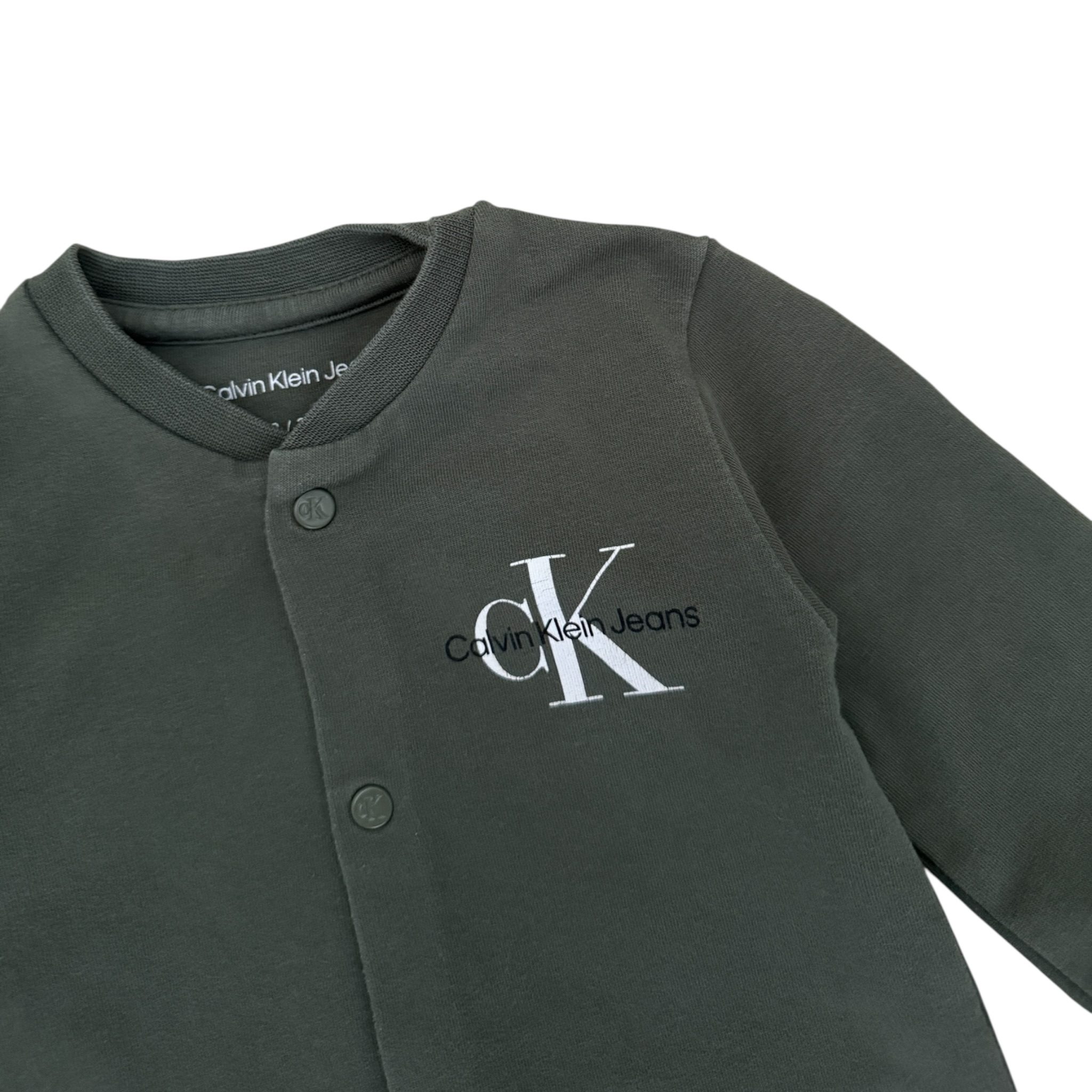 Khaki teplákový overal na patenty Calvin Klein