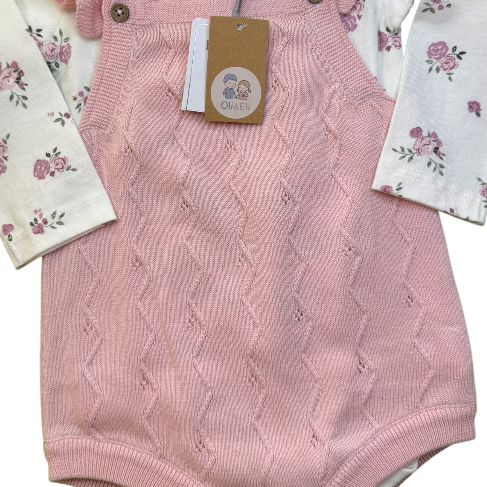 Set body s květy a růžového pleteného body s laclem TU