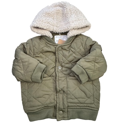 Khaki prošívaný bomber s berákovou kapucí PRIMARK