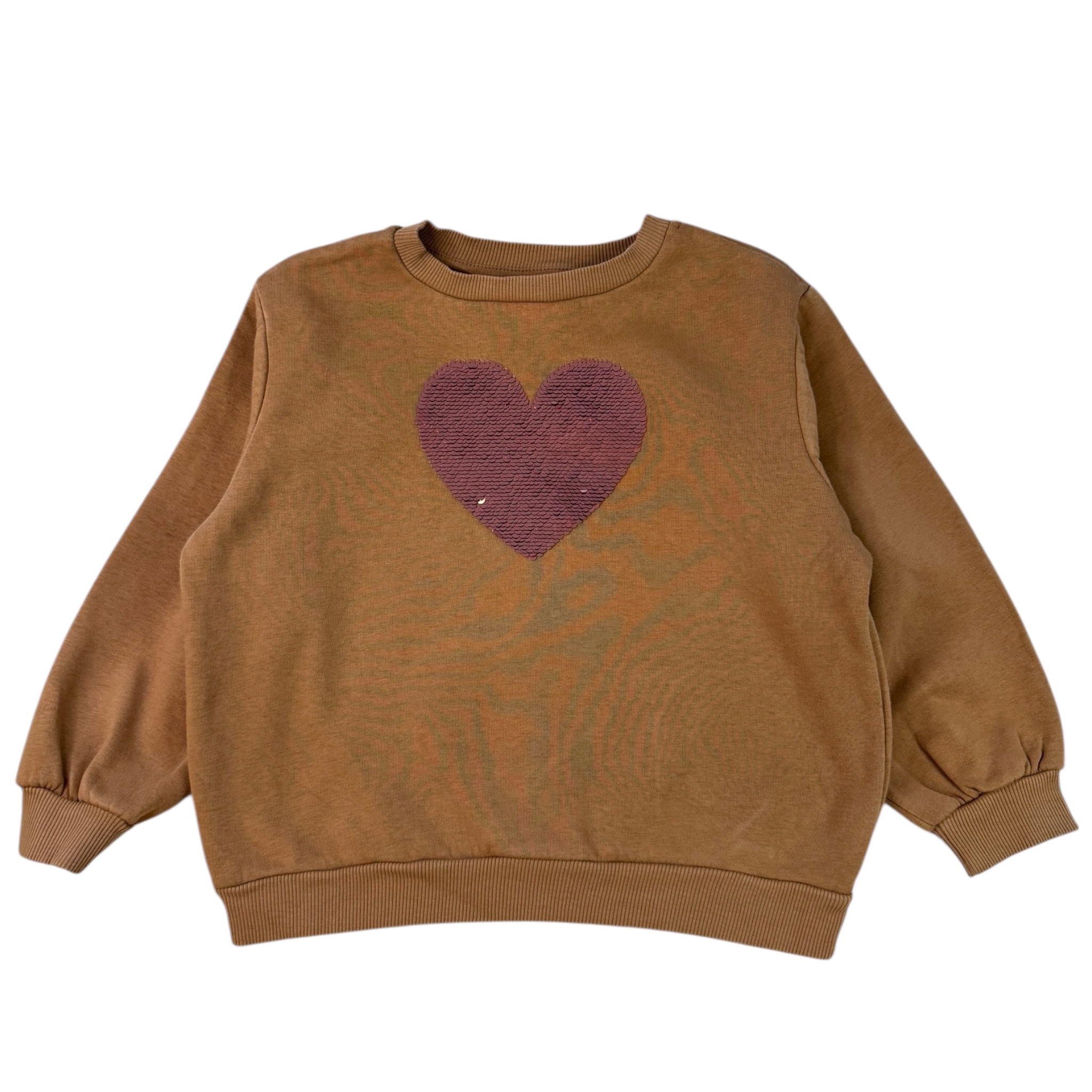 Hnědá mikina se srdcem z flitrů H&M