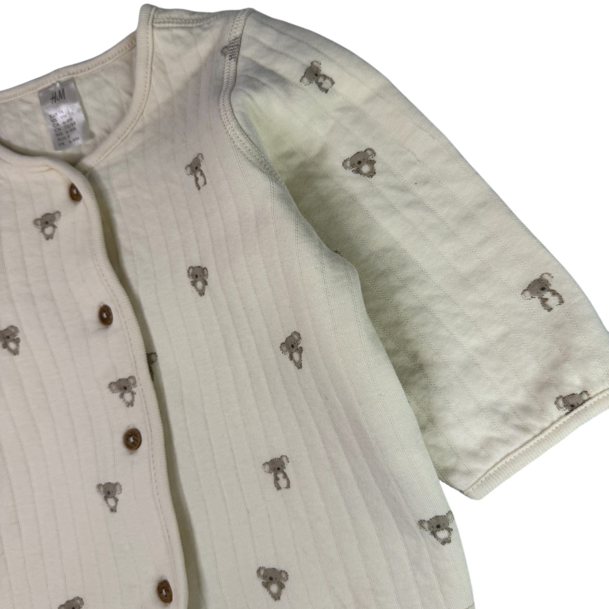 Krémový žebrovaný kabátek s koalami H&M