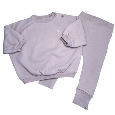 Set růžové oversize mikiny s žebrované rostoucí legíny