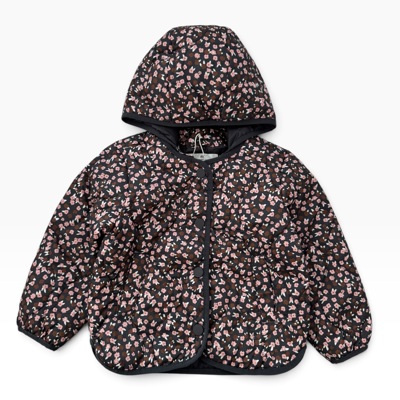 Antracitová bunda s růžovohnědými květy H&M