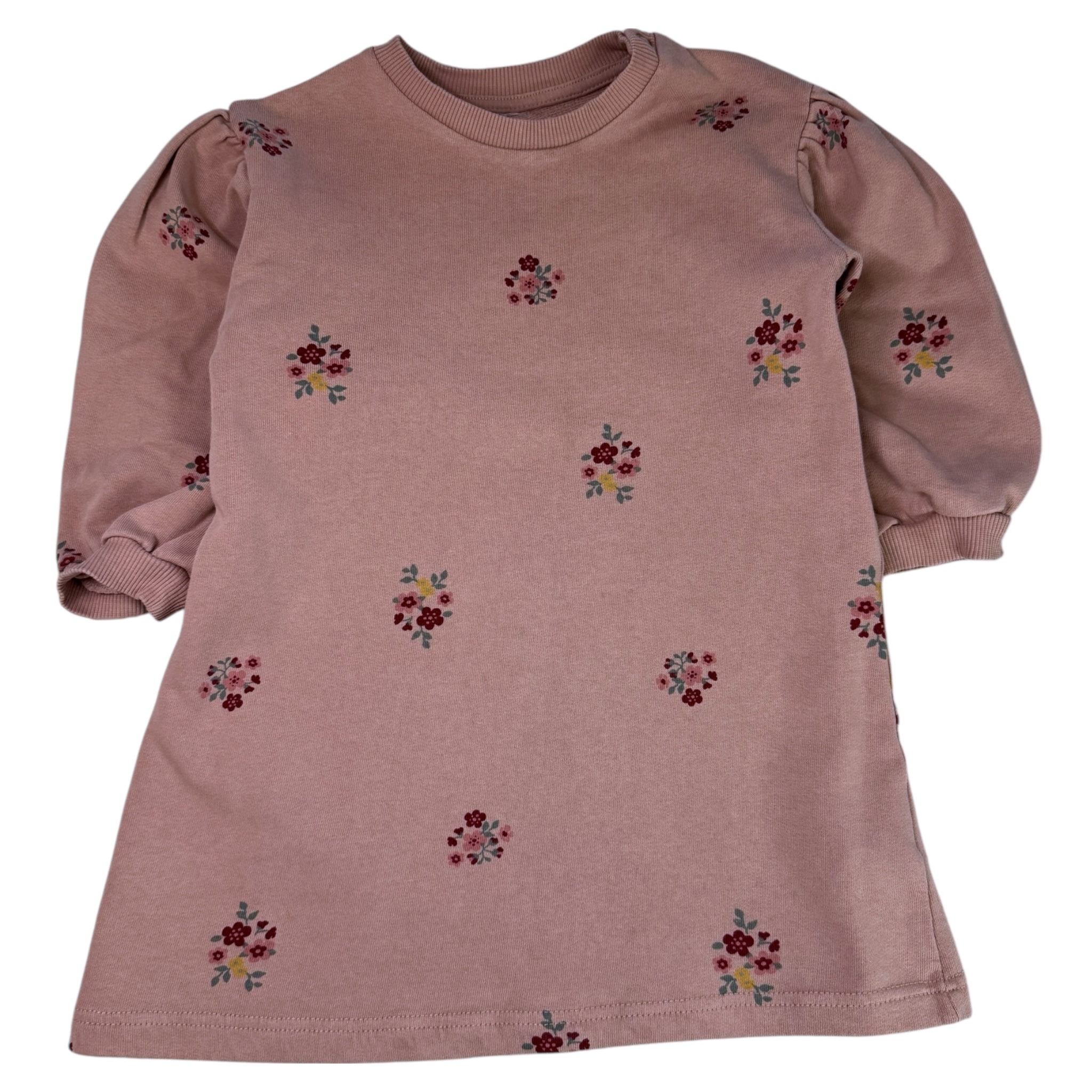 Rúžové teplákové šaty s květy H&M