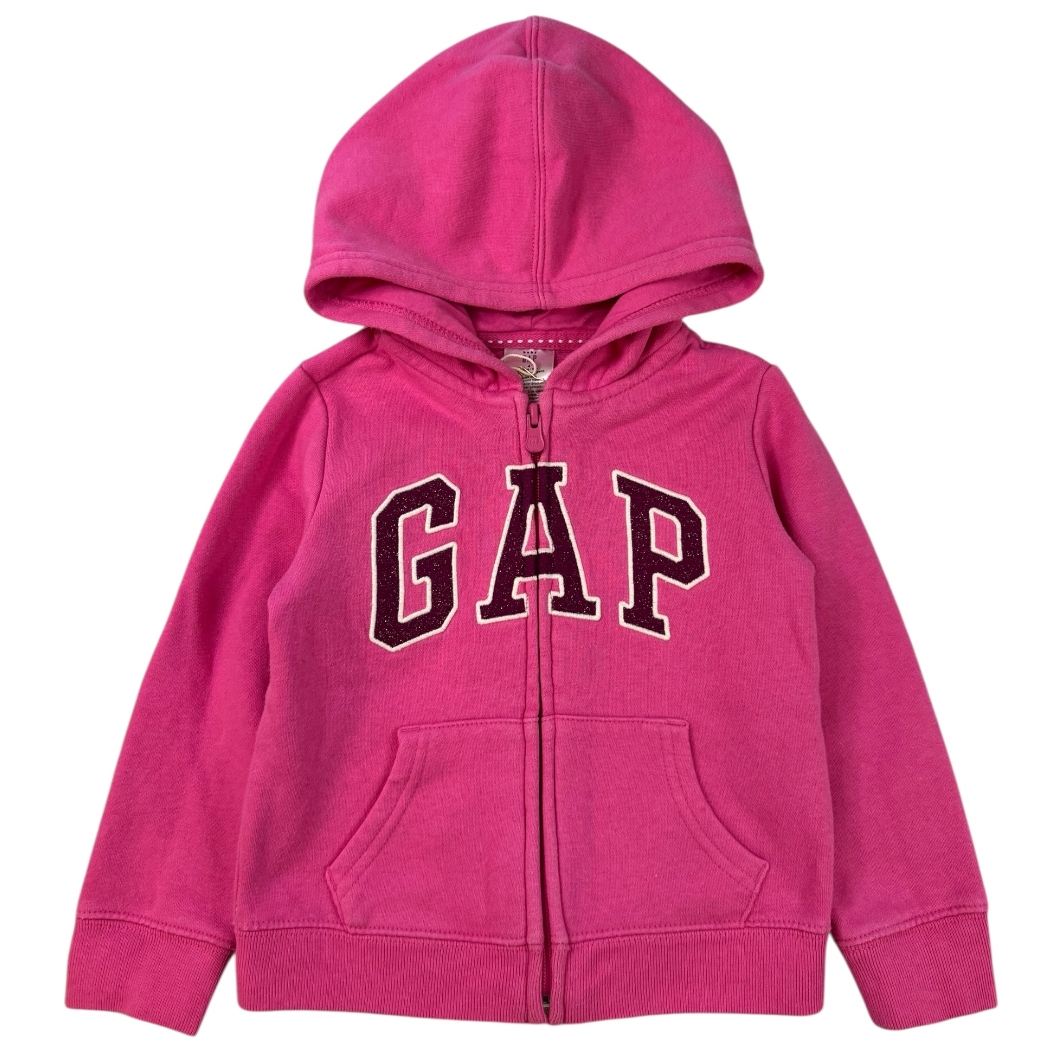 Růžová mikina na zip s kapucí GAP