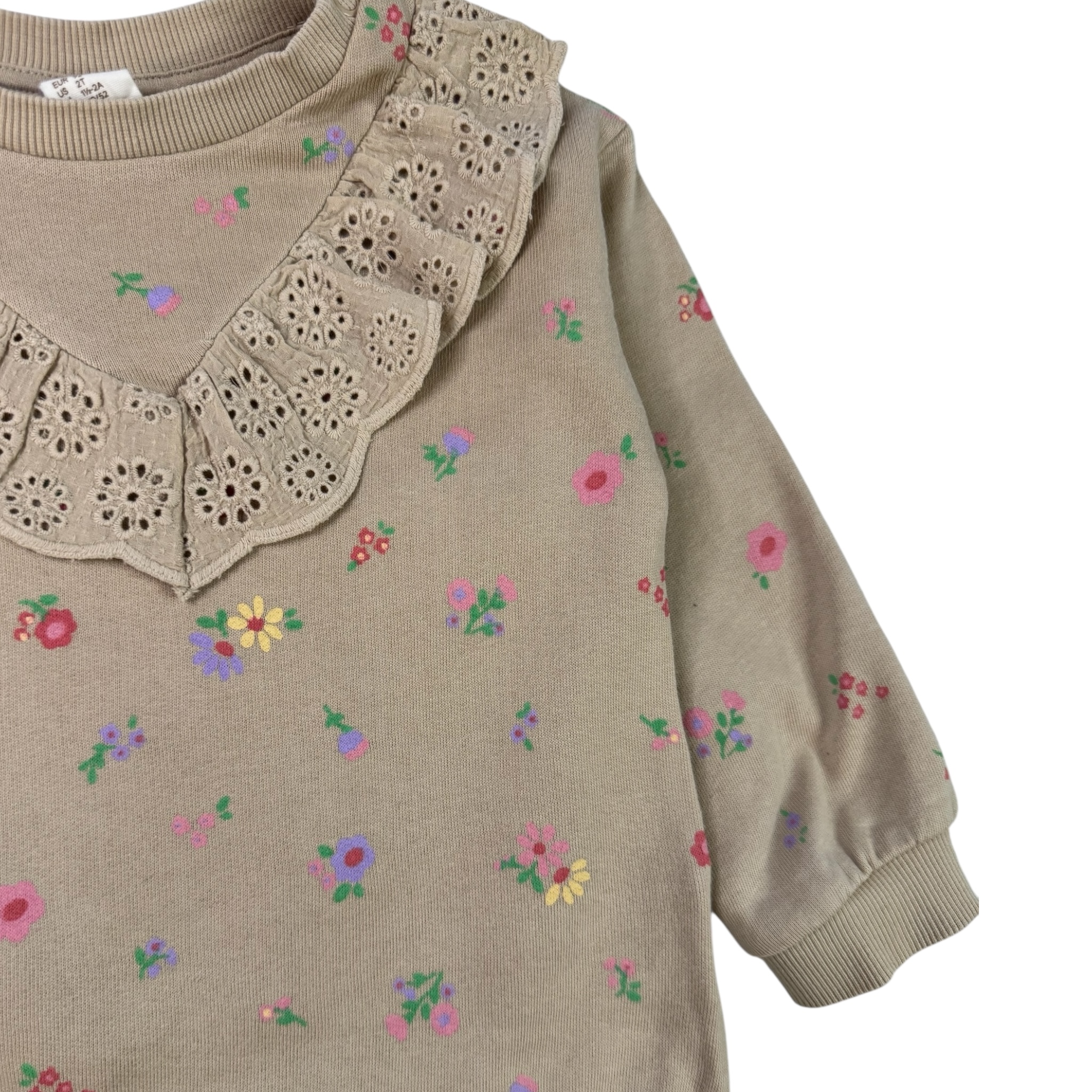 Béžová mikina s květy a volánem z madeiry H&M