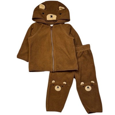 Hnědý fleece komplet s medvědem H&M