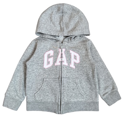 Šedá mikina s růžovým logem GAP