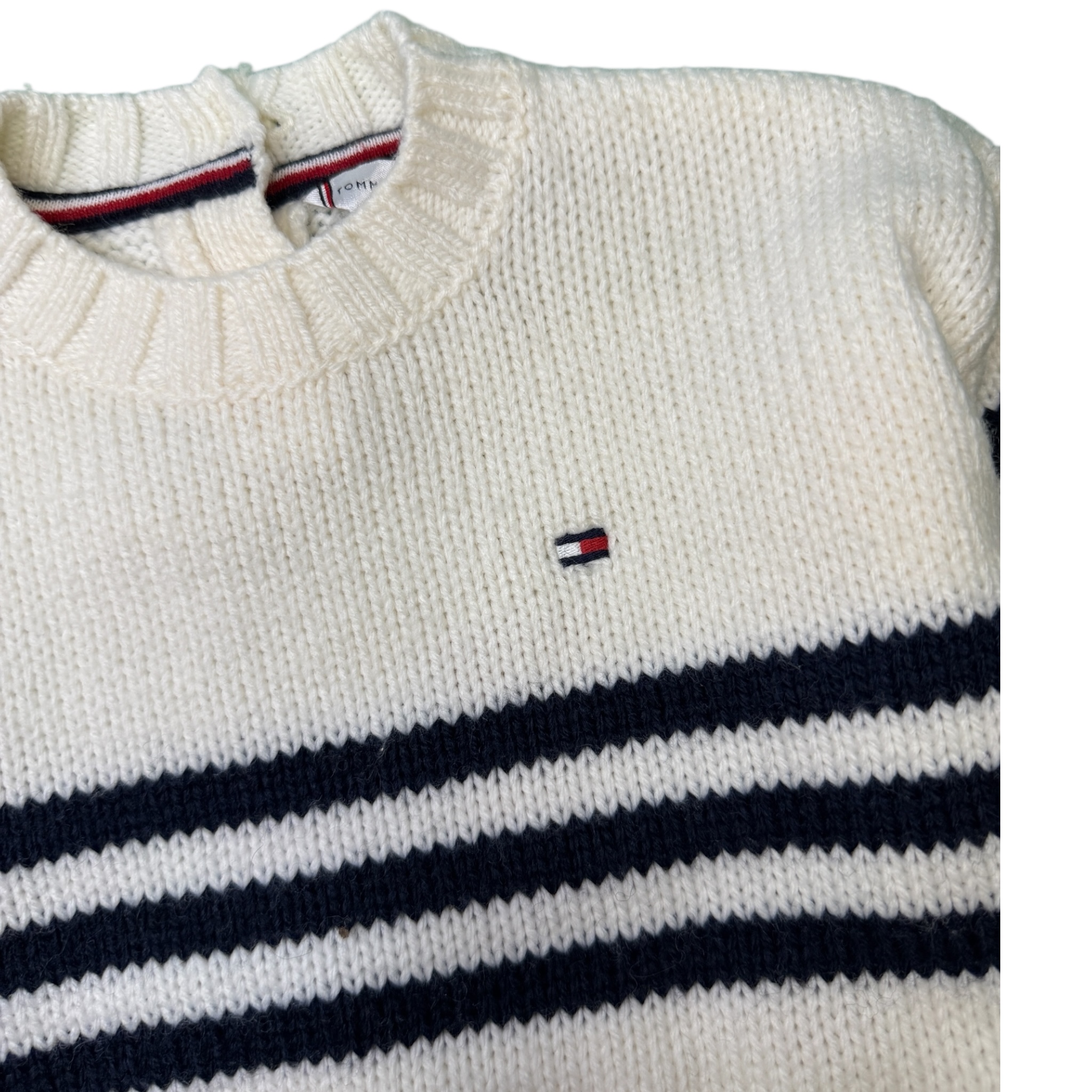 Smetanový pletený pruhovaný svetr Tommy Hilfiger