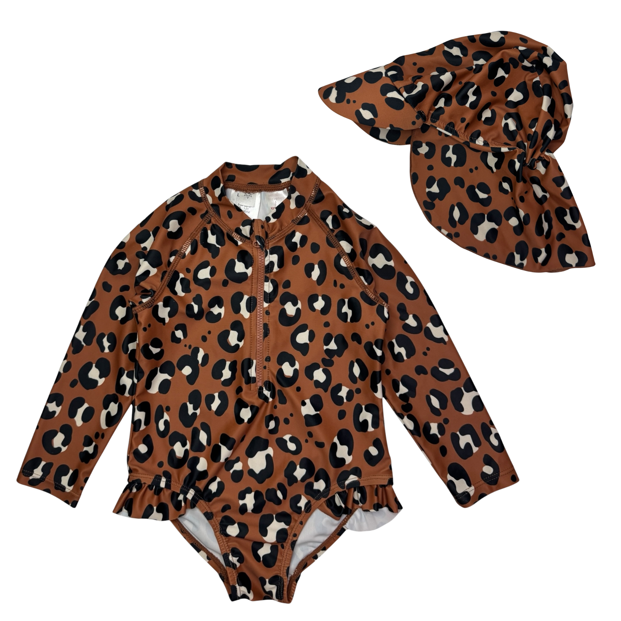 Set UV leopardích plavek a čepice Lindex